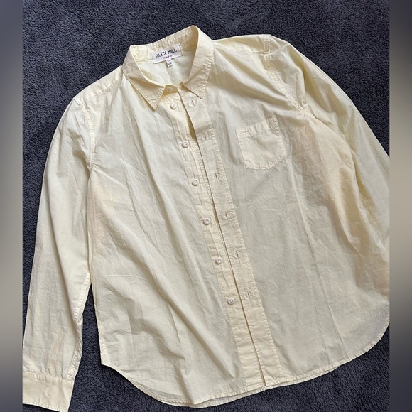 Alex Mill Wash & Go Mens XL Butter Yellow Cotton Long Sleeve Button Down Shirt - Picture 2 of 10